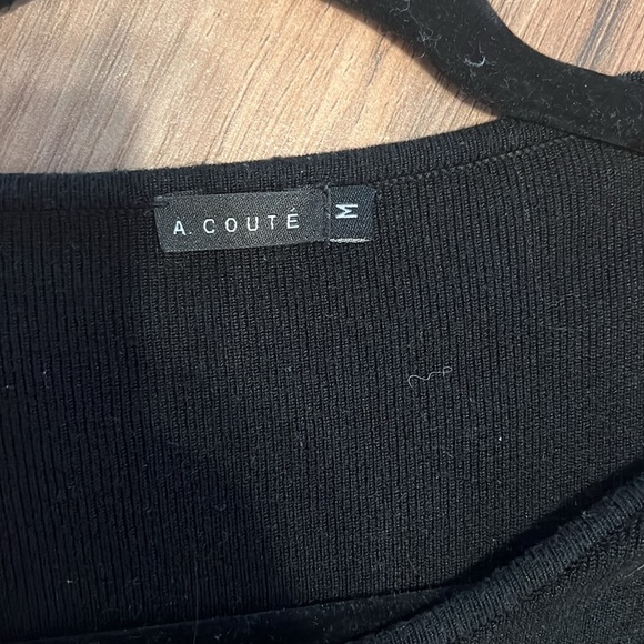 A.COUTE Black Silk Blend Ribbed Button-Up Cardigan - Size M - Picture 4 of 7